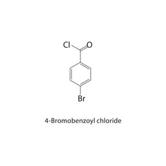 4-Bromobenzoyl chloride skeletal structure. Brominated Acid Halide compound schematic illustration. Simple diagram, chemical formula.
