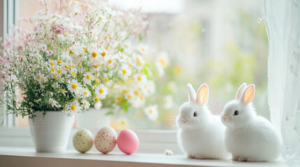 Adorable Easter-themed scene with a cute bunny