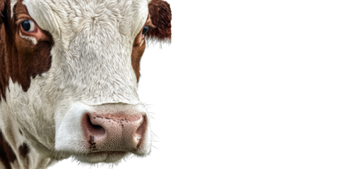 Close-Up Of Cow Face. Livestock And Agriculture Concept Isolated On Transparent Background