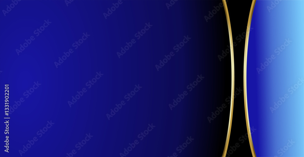 Poster a composition of empty space in gradient blue with gold curved lines as background design inspiratio