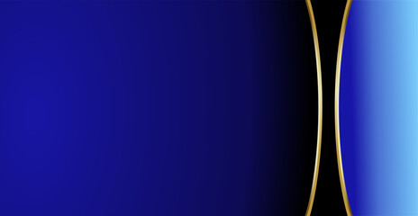 A composition of empty space in gradient blue with gold curved lines as background design inspiration for graphic visual arts or decorative designs in applied arts