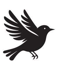 Elegant Black Bird Silhouette with Spread Wings for Logo Design