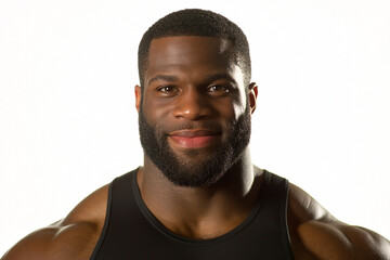 Fototapeta premium Fitness strong man portrait, male portrait close up