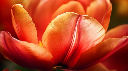 Vibrant Orange Tulip Close Up Soft Warm Light