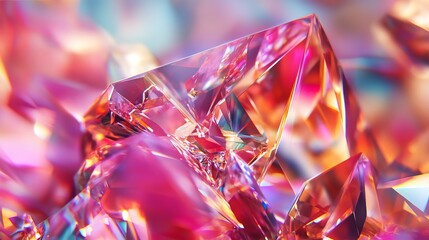 Vibrant Pink and Orange Crystals with Rainbow Reflections