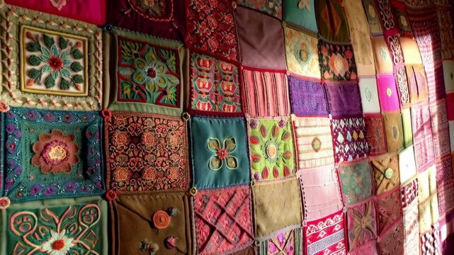 Seamless patchwork design with traditional and modern patterns