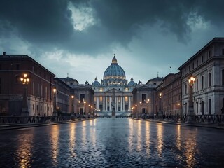 Fototapeta premium St. Peter's Basilica Under a Dramatic Sky