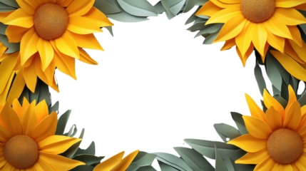 Sunflowers frame with transparent background creating empty space
