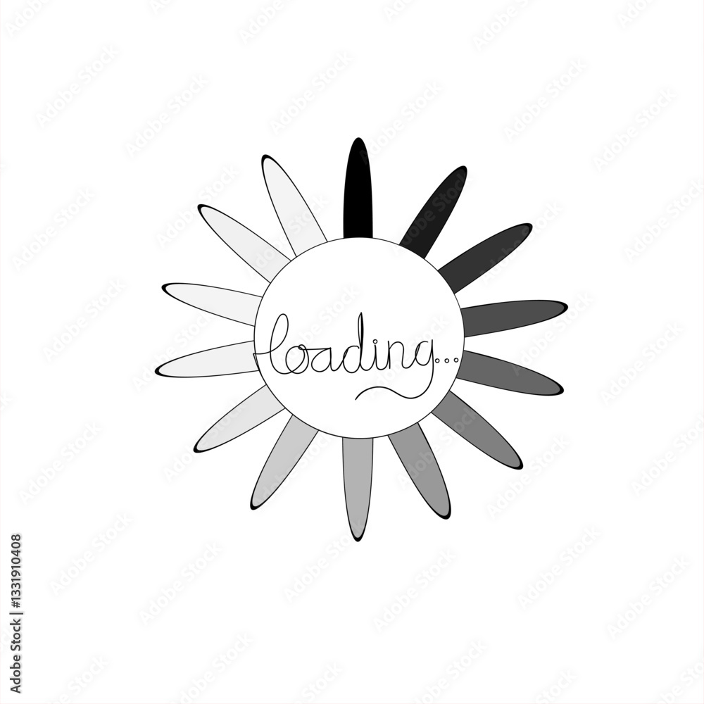 Poster continuous line drawing doodle loading bar icons vector design illustration isolated white backgroun