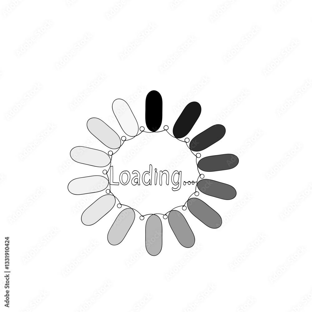 Poster continuous line drawing doodle loading bar icons vector design illustration isolated white backgroun