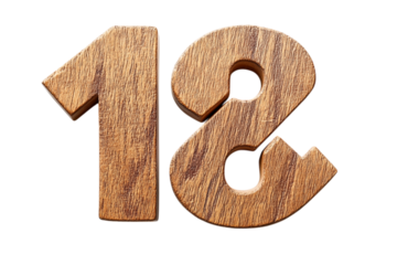 Three Dimensional Wooden Eighteen Sign on Transparent Background