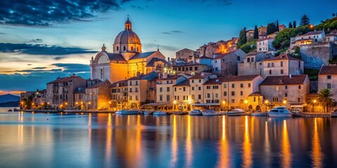 Obraz premium Sibenik Croatia: Long Exposure Architecture & Landmarks - Historic Cityscape at Dusk