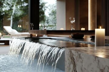 Serene Indoor Waterfall Spa Relaxation