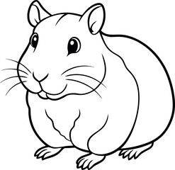 Fototapeta premium Adorable hamster illustration in simple outline style, ideal for children's animal coloring books, educational printables, and art activities
