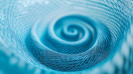 Light blue spiral wire pattern, abstract gradient design, soft focus, creative concept.