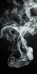 Fototapeta premium Smoke swirls create abstract shapes against a dark background