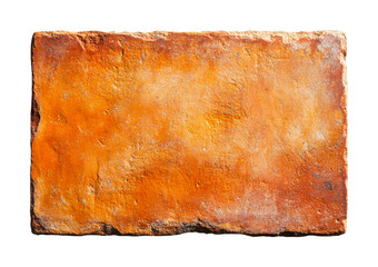 Rectangular rustic orange ceramic brick with black background, cut out