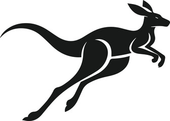 A kangaroo sprinting with its tail extended for balance vector silhouette