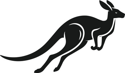 A kangaroo sprinting with its tail extended for balance vector silhouette