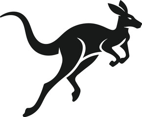 A kangaroo sprinting with its tail extended for balance vector silhouette