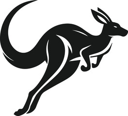 A kangaroo sprinting with its tail extended for balance vector silhouette