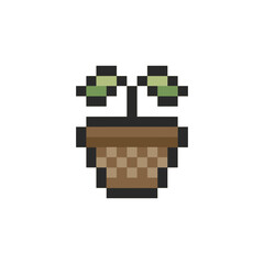 Fototapeta premium sprout plant retro pixel art