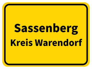 Illustration eines Stadteingangsschildes von Sassenberg, einer Gemeinde des Kreises Warendorf