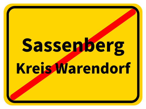 Illustration eines Stadtausgangsschildes von Sassenberg, einer Gemeinde des Kreises Warendorf