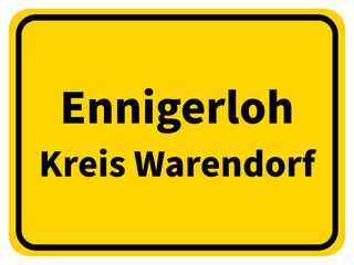 Illustration eines Stadteingangsschildes von Ennigerloh, einer Gemeinde des Kreises Warendorf