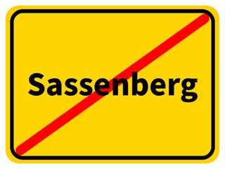 Illustration eines Stadtausgangsschildes von Sassenberg, einer Gemeinde des Kreises Warendorf