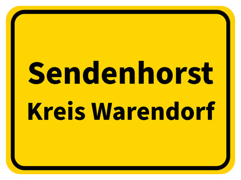 Illustration eines Stadteingangsschildes von Sendenhorst, einer Gemeinde des Kreises Warendorf