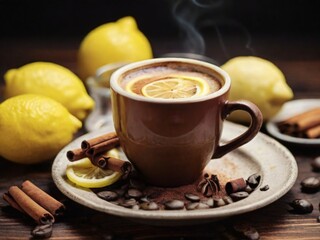 coffee with lemon and cinnamon