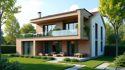 Fototapeta premium Maximize House Energy Efficiency: Eco Home Renovation Ideas with Energy Rating Class for Cost Savings, Low Consumption, and Sustainable Green Building Concepts