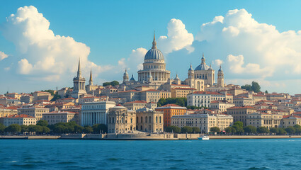 Fototapeta premium Explore Iconic Global Landmarks: A Diverse Travel Photography Collection Showcasing Famous Architecture from Around the World in Simple Flat Cute Vector Illustrations