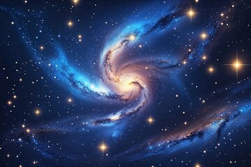 Midnight Blue Cosmic Background Featuring Glowing Stars and Abstract Galaxy Art