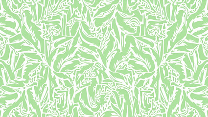 Freeform Monstera and Palm Shapes in Natural Green Hues: Organic Tropical Seamless Tile Pattern for Natural Themed Spaces - Cute Vector Illustration