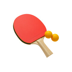 ping pong ball with red racket isolated on transparent background