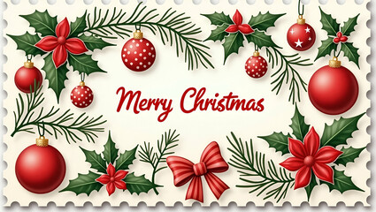 Unique Merry Christmas Stamp Collection: Holiday Collectibles & Festive Themes in Photo Stock