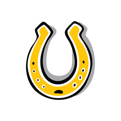 horseshoe. Hand drawn doodle of Symbol of St. Patrick's Day. Vector illustration.