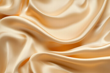 Obraz premium Silky smooth champagne gold fabric with elegant drapes and soft texture, radiating warmth and luxury, perfect for fashion and interior design