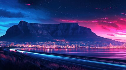 Night Cityscape, Table Mountain, Sunset