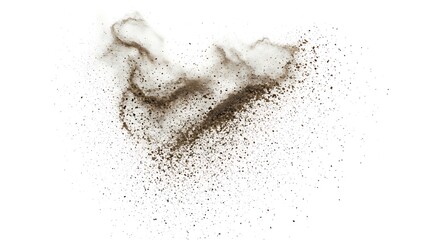 Brown Dirt Explosion Texture Isolated White Background mud dust soil sand clay grit rock spray earth