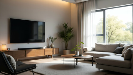 Modern Living Room Design: Stylish Furniture & TV for Comfort