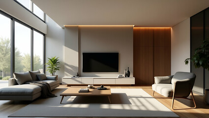 Modern Living Room Design: Stylish Furniture & TV for a Cozy Home Entertainment Space