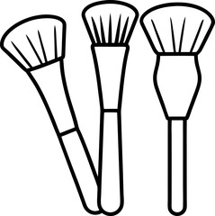 Outline Illustration of Beauty Tools and Female Face for Personal Care Project