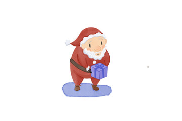 Santa illustration. Santa is holding a present