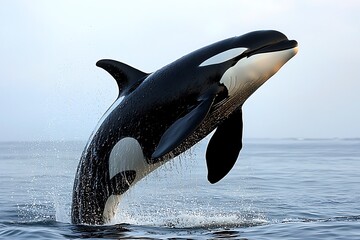 Fototapeta premium Orca Breach: Pacific Ocean Predator Jump.
