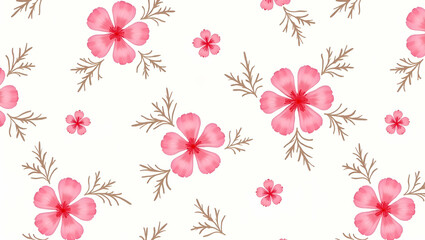 Vibrant Pink Hibiscus Seamless Tile Pattern: Bohemian Floral Design for Eclectic Spaces