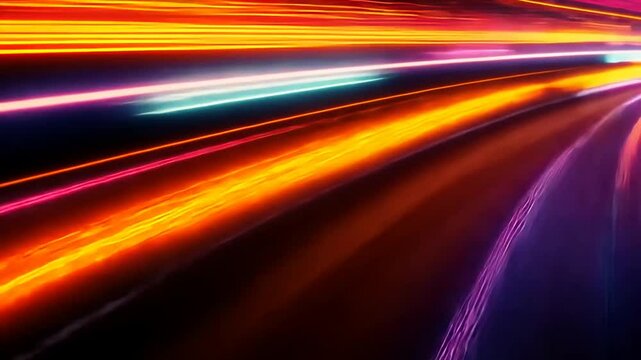 Bunte Lichtstreifen mit Bewegungseffekt auf dunklem Hintergrund