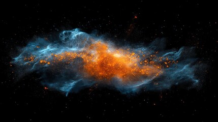 Obraz premium Cosmic nebula, stellar explosion, space dust, dark background, science illustration